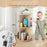 2 Tier Freestanding Kids Rotating Bookshelf Storage Rack with Bear Baffles-Natural