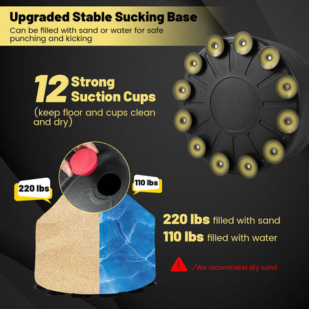 Freestanding Punching Bag Kickboxing Bag with Stand and Suction Cup Base