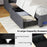 Full Size Bed Frame with LED Lights Wingback Headboard and Charging Station-Grey