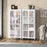 Glass Doors Storage Cabinet with Wheels and Adjustable Shelves-White