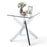 Glass Side Table Square End Table with Tempered Glass Top and Metal X Base-Silver
