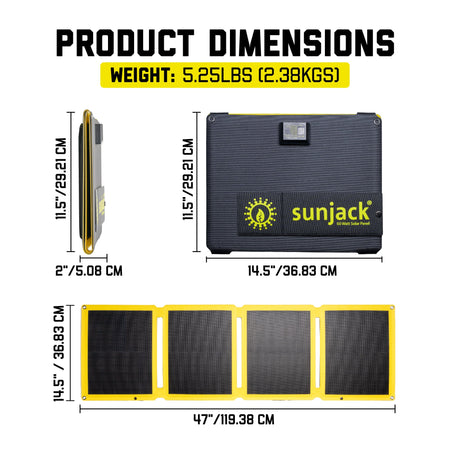 SunJack 120 Watt Solar Kit - Includes Two 60 Watt Foldable Solar Panels with Parallel Adapter Cable - OLD