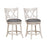 25.5 Inch Hand-Antiqued Stool Set of 2 with Wider Padded Seat-White