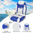 High Back Folding Boat Seat with Blue White Sponge Cushion and Flexible Hinges-Blue