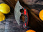 Custom Alaskan Ulu style blade, perfect for outdoors and indoor use, diamond wood (red and black) - Red Ulu