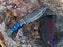 The Dyed Blue Bone Damascus Steel Utility Knife TK-001