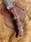 POCKET KNIFE RED RESIN WOOD 6.5'' DAMASCUS STEEL KNIFE STEEL BOLSTER BACK LOCK FOLDING KNIFE BP-18