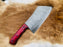 Custom Damascus steel cleaver Red Handle (Cleaver-red)