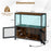 Industrial Coffee Bar Cabinet with LED Lights and Charging Station-Rustic Brown