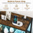 Industrial Coffee Bar Cabinet with LED Lights and Charging Station-Rustic Brown