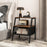 Industrial Nightstand 3-Tier End Table Set of 2 with 2 Open Shelves and Metal Mesh Compartment-Rustic Brown