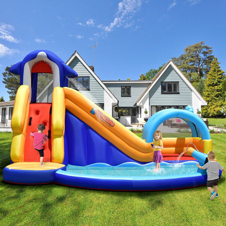 Inflatable Bouncy House with Slide and Splash Pool without Blower