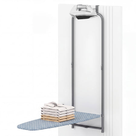 Over the Door Ironing Board Space-Saving Metal Hanging Ironing Board-Gray