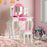 Kids Vanity Table and Stool Set with Cute Polka Dot Print-Pink