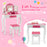 Kids Vanity Table and Stool Set with Cute Polka Dot Print-Pink
