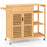 Kitchen Island Cart on Wheels with Sturdy Bamboo Frame-Natural