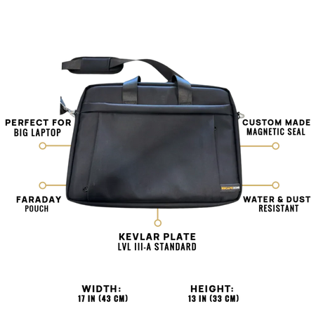 EscapeZone Bullet-Resistant IIIa Faraday Laptop Shoulder Bag