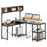 L-Shaped Computer Desk with Power Outlets 62 Inches Corner Desk with Storage Hutch-Brown