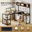 L-Shaped Computer Desk with Power Outlets 62 Inches Corner Desk with Storage Hutch-Brown