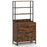 Letter Size Lateral File Cabinet with Lock and Bookshelf-Rustic Brown