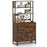 Letter Size Lateral File Cabinet with Lock and Bookshelf-Rustic Brown