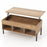 Living Room Central Table with Lifting Tabletop and Metal Legs-Natural
