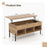 Living Room Central Table with Lifting Tabletop and Metal Legs-Natural
