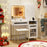 Modern Makeup Vanity Desk with Mirror and Lights and Stool Set-White