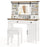 Makeup Vanity Desk with Mirror and 3-Color Dimmable LED Lights-White