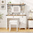 Makeup Vanity Desk with Mirror and 3-Color Dimmable LED Lights-White