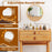 Bamboo Makeup Vanity Table with Mirror with 2 Storage Drawers-Natural