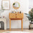 Bamboo Makeup Vanity Table with Mirror with 2 Storage Drawers-Natural