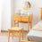 Bamboo Makeup Vanity Table with Stool and Rotating Mirror