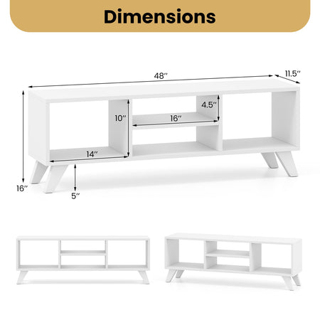 Media TV Console Table with Raised Support Legs-White