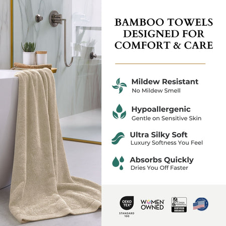Bamboo Cotton Bath Sheet - Viscose from Bamboo + Cotton - Extra Large - Sand