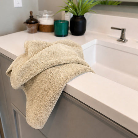 Bamboo Cotton Hand Towels - Viscose from Bamboo + Cotton - 2pk - Sand