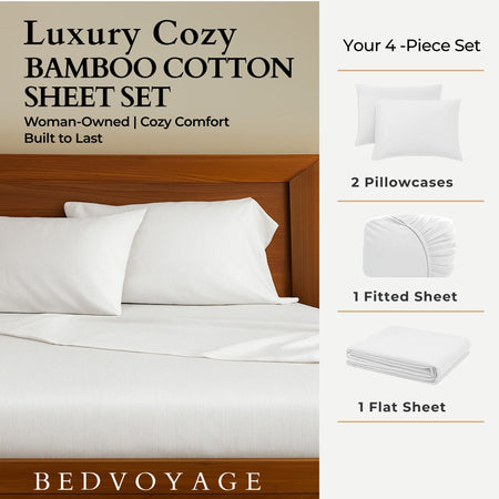 Bamboo Cotton Sheet Set - Viscose from Bamboo + Cotton - Snow