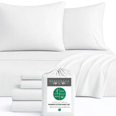 Bamboo Cotton Sheet Set - Viscose from Bamboo + Cotton - Snow