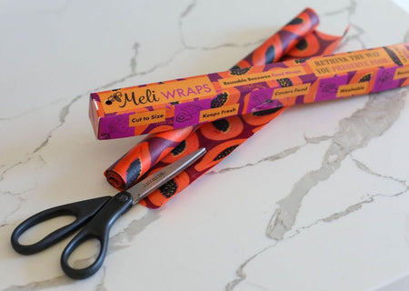 Beeswax Wrap Bulk Roll - Purple Papaya Print
