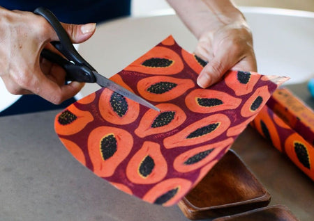 Beeswax Wrap Bulk Roll - Purple Papaya Print