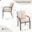 Metal Outdoor Dining Chair Set of 2 Stackable Patio Chairs with Armrests-Beige