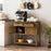 Mid-Century Console Table Wood Coffee Bar Buffet Sideboard with 2 Drawers-Walnut