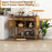 Mid-Century Console Table Wood Coffee Bar Buffet Sideboard with 2 Drawers-Walnut
