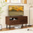 Mid Century Fluted TV Stand for 40 Inch TV Modern Entertainment Center with Open Compartment-Walnut