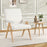 Mid Century Modern Accent Chair with Rubber Wood Frame and Padded Armrests-White