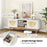 Mid Century Modern TV Stand Entertainment Center for 55-Inch TV with 2 Drawers and Bamboo Woven Fronts-White