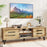 Mid Century Modern TV Stand with Sliding Doors and Cable Hole for 65 Inch TVs-Natural
