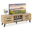 Mid Century Modern TV Stand with Sliding Doors and Cable Hole for 65 Inch TVs-Natural