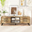 Mid Century Modern TV Stand with Sliding Doors and Cable Hole for 65 Inch TVs-Natural
