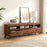 Mid Century Modern TV Stand for TVs up to 70" with 3 Storage Drawers and Open Shelves-Walnut